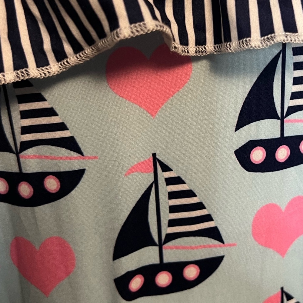Pete and Lucy Blue Sailboat and Pink Heart Short Sleeve Romper with Ruffles NWT - Picture 4 of 4